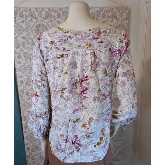 Anthropologie Maeve Pernille Floral Tie Sleeve Blouse - Picture 4 of 8